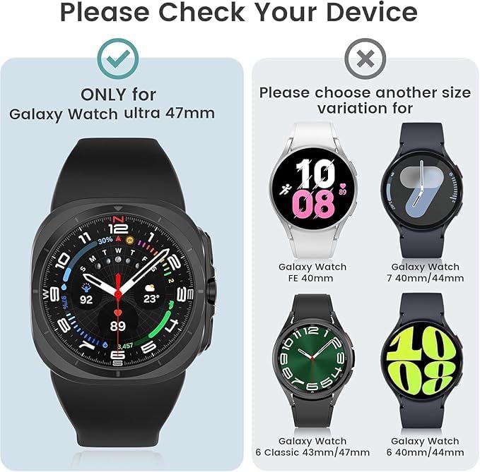 OpenTech Hard Silicone Protection Case Cover with Attached Screen Protector Compatible for Samsung Galaxy Smart Watch Ultra (47 mm) Full Coverage (Black) - Image 2
