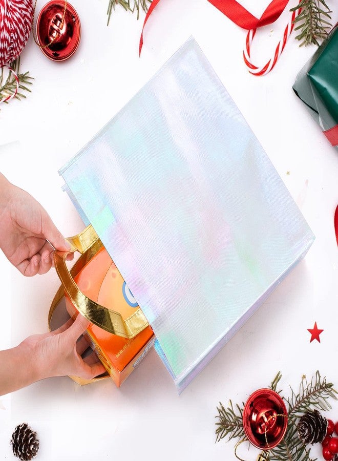 Lyellfe 20 Pieces Glossy Reusable Grocery Bag, Non Woven Blue Gift Bag with Handles, Fashionable Bridesmaid Tote Bag, Durable Shopping Bag for Wedding, Bachelorette Birthday Party - Image 5