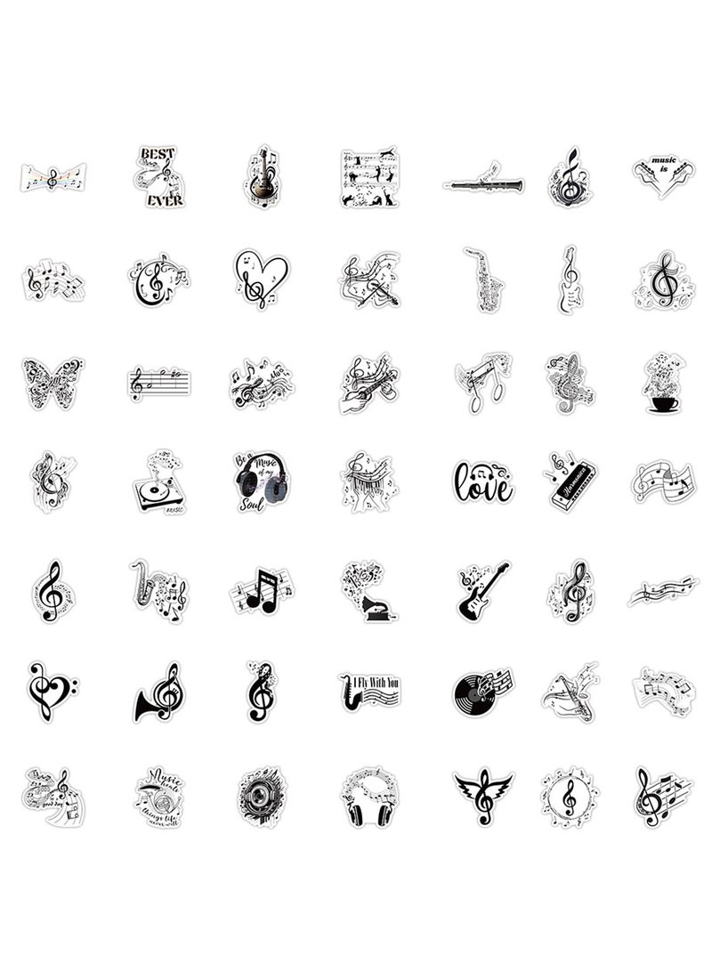 50Pcs Music Symbol Stickers, Waterproof Vinyl Musical Note,Instrument,Record Decals for Scrapbooking, Laptops, Water Bottles - Image 3