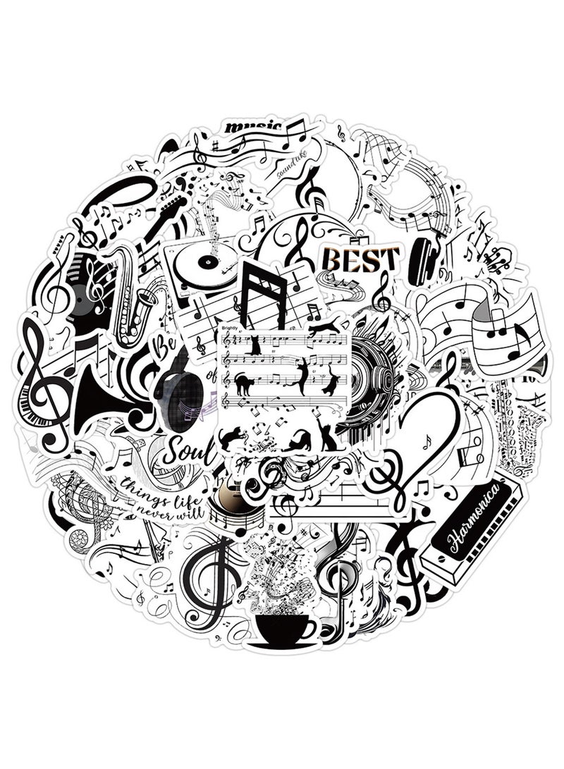 50Pcs Music Symbol Stickers, Waterproof Vinyl Musical Note,Instrument,Record Decals for Scrapbooking, Laptops, Water Bottles - Image 5