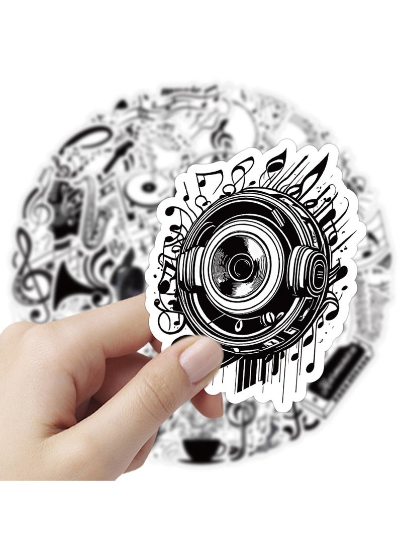 50Pcs Music Symbol Stickers, Waterproof Vinyl Musical Note,Instrument,Record Decals for Scrapbooking, Laptops, Water Bottles - Image 2