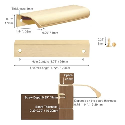 Malimali 10 Pack Dark Gold Edge Finger Pulls for Cabinets 4.72" Kitchen Drawer Handles Modern Aluminum Concealed Tab Pulls for Closet Door, Brushed Dark Gold - Image 2