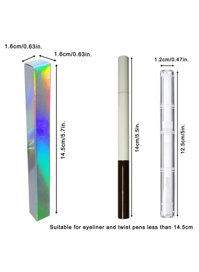 ANZKA 50 Pcs Twist Pen Packaging Boxes, 5.7X0.63X0.63 Inch Cuticle Oil Pen Wrapping Box, Silver Holographic Eyeliner Package Boxes - Image 4