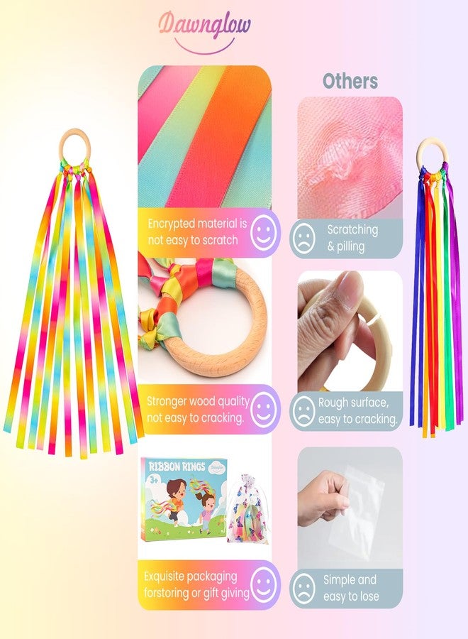 Dawnglow 2Pcs Ribbon Hand Kites, Gymnastics Dance Ribbons,Dancing Streamer with Wood Ring for Artistic Dance, Gymnastics, Entertainment, Decoration and Party - Neon Pulse - Image 5