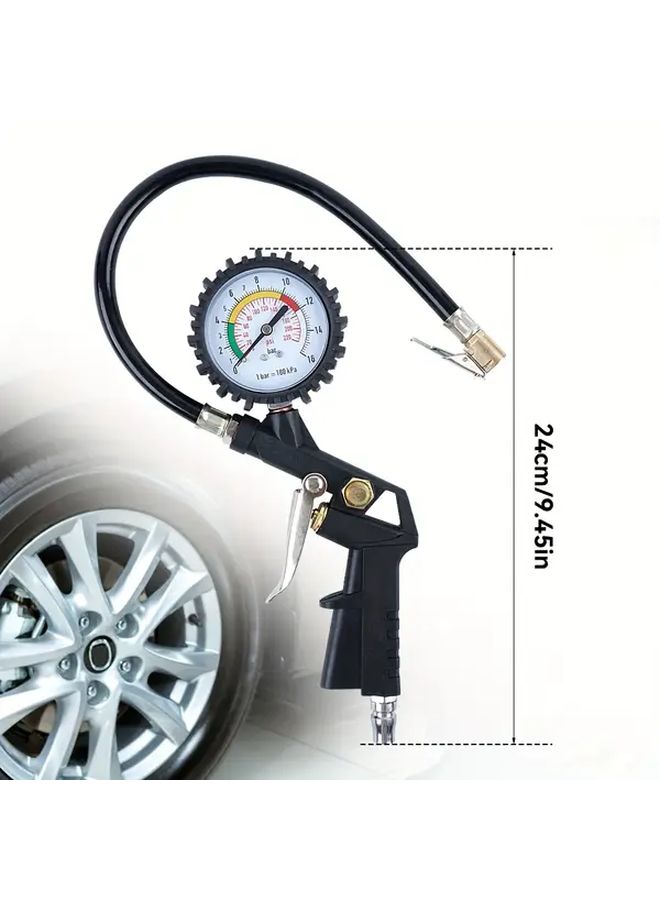 Heavy Duty Black Air Compressor Kit With Blower Gun Hose And Tire Inflator Gauge - Image 2
