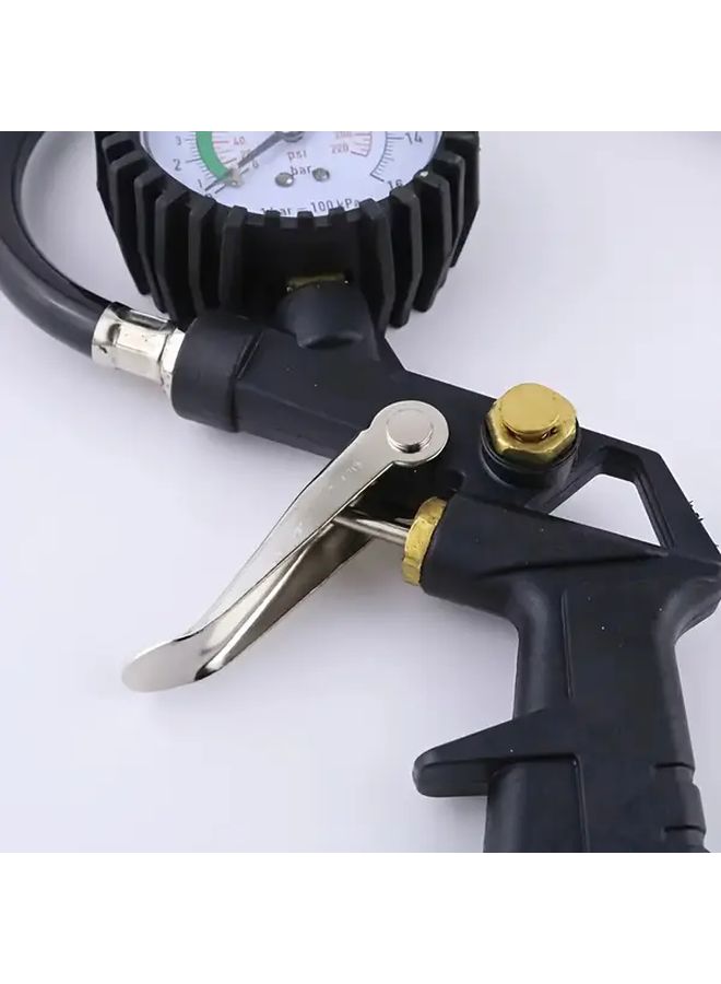 Heavy Duty Black Air Compressor Kit With Blower Gun Hose And Tire Inflator Gauge - Image 4