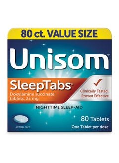 Unisom أقراص Unisom Sleep Tabs للمساعدة في النوم أثناء الليل، 80 قرصًا  - Image 1