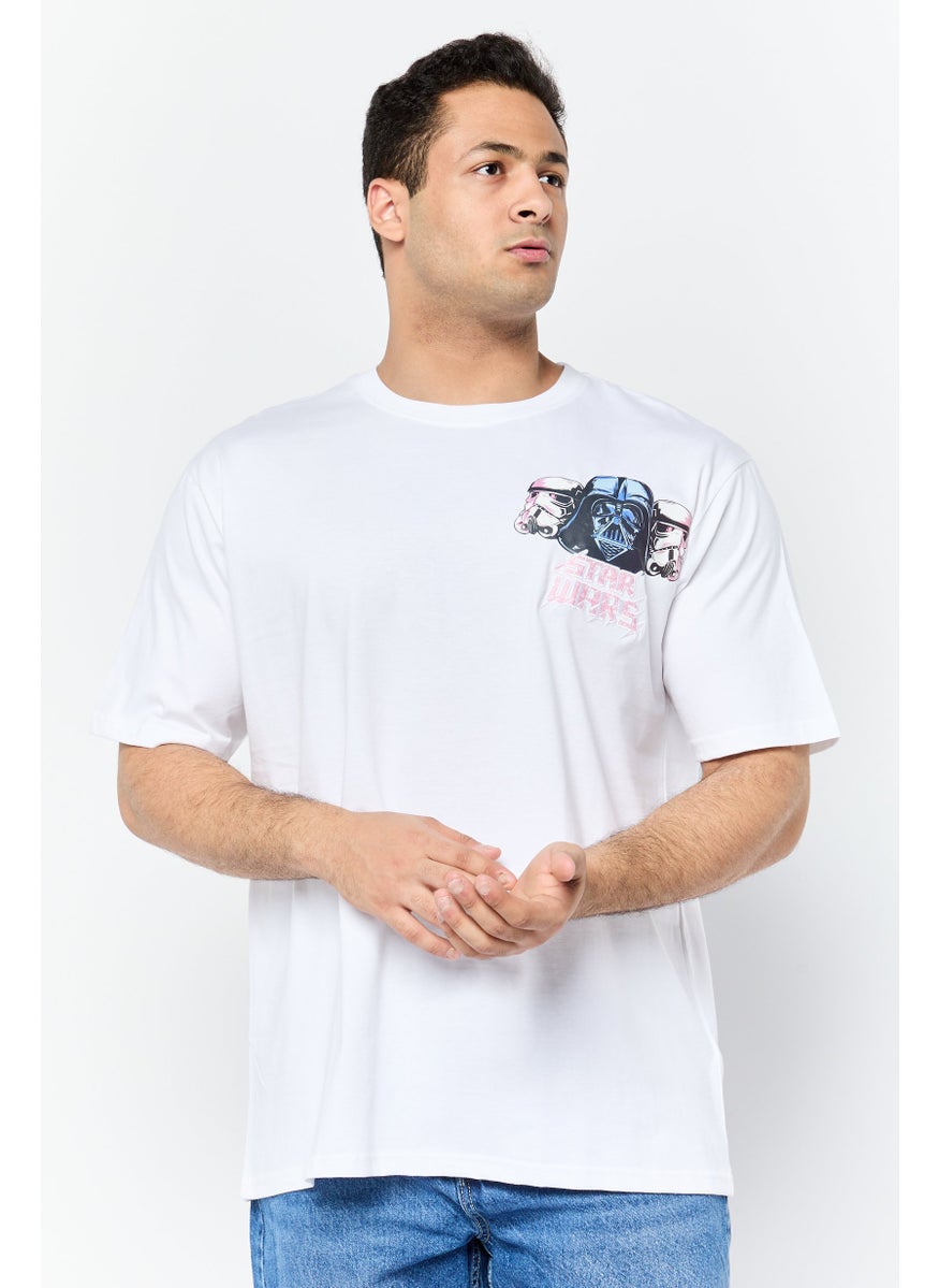 STAR WARS Men Crew Neck Short Sleeves Graphic Print T-Shirt, White  - Image 1