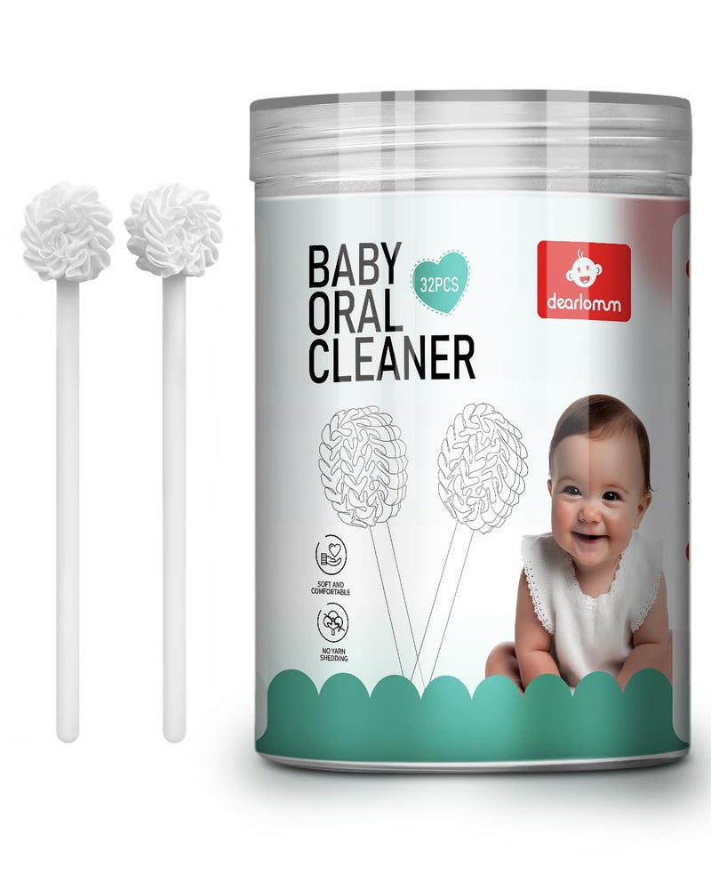 dearlomum Upgraded 32PCS Baby Tongue Cleaner, Disposable Newborn Toothbrush & Oral Cleaning Stick, Gauze Gum Cleaner for Infant Dental Care, 0â€“36 Months Baby Mouth Wipes - Image 1