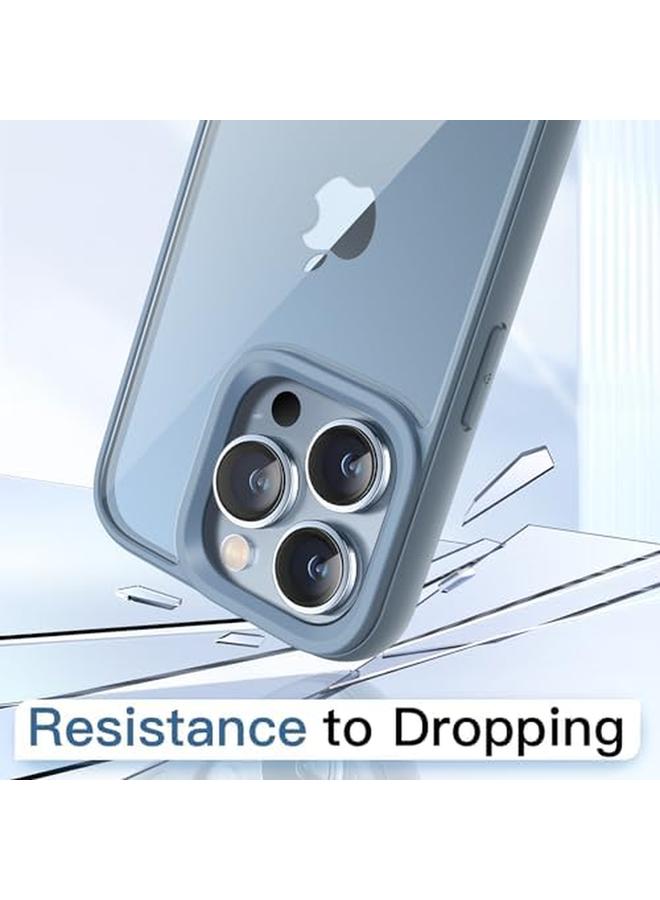 جي تيك جراب لهاتف iPhone 13 Pro Max مقاس 6.7 بوصة، غطاء ممتص للصدمات مقاوم للصدمات بلون سادة وإطار TPU غير لامع ومضاد للخدش وظهر شفاف وأزرق سييرا - Image 3