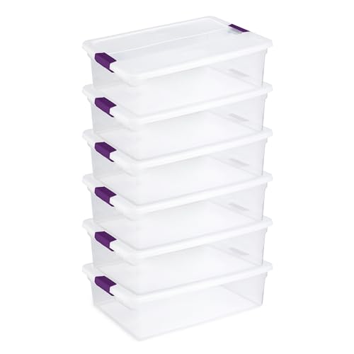Sterilite 6Pack ClearView Latch Box Stackable Storage Under Bed Organizer Bins 32 Quart