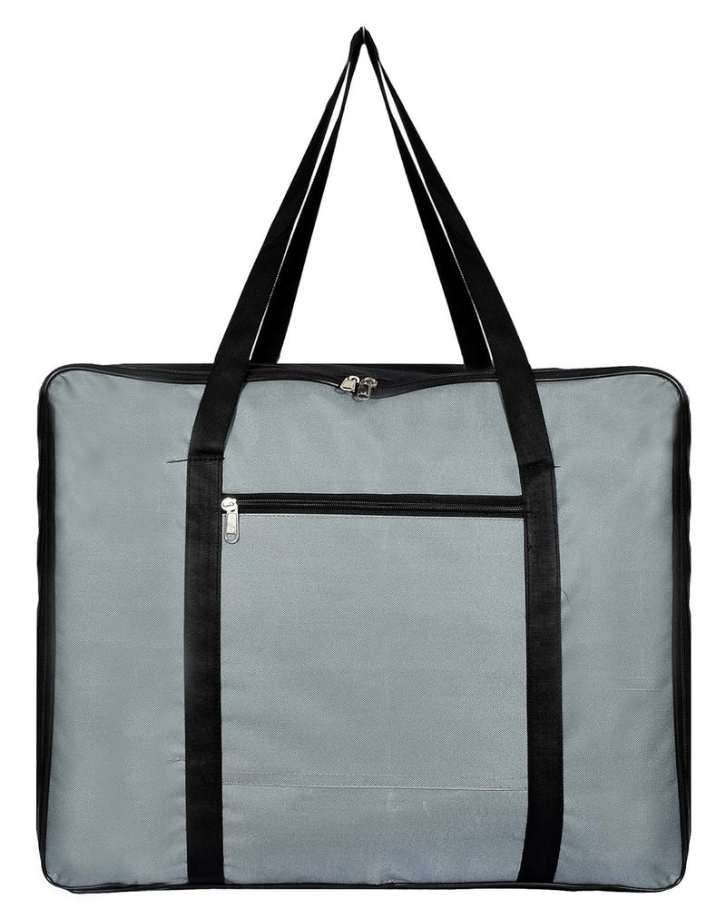 Kuber Industries Small Size Lightweight Foldable Rexine Jumbo Underbed Storage Bag with Zipper and Handle Grey BlackPack of 2 - Image 4