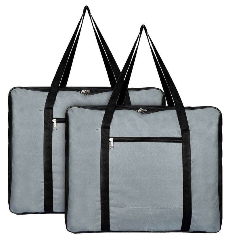 Kuber Industries Small Size Lightweight Foldable Rexine Jumbo Underbed Storage Bag with Zipper and Handle Grey BlackPack of 2 - Image 1