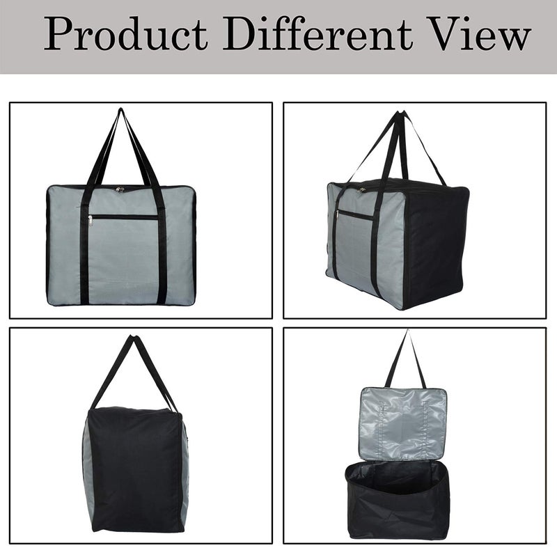 Kuber Industries Small Size Lightweight Foldable Rexine Jumbo Underbed Storage Bag with Zipper and Handle Grey BlackPack of 2 - Image 2