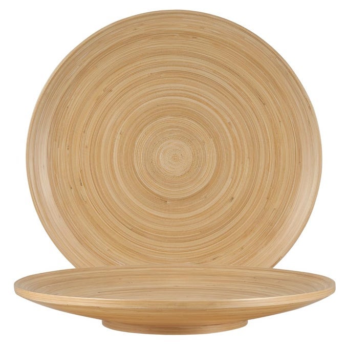 Bamboo Fruit Bowl 12 Large Round Wooden Plate for Coffee Table Decor Charcuterie Board Handcrafted Home Decor Tray or Platter Single Bowl
