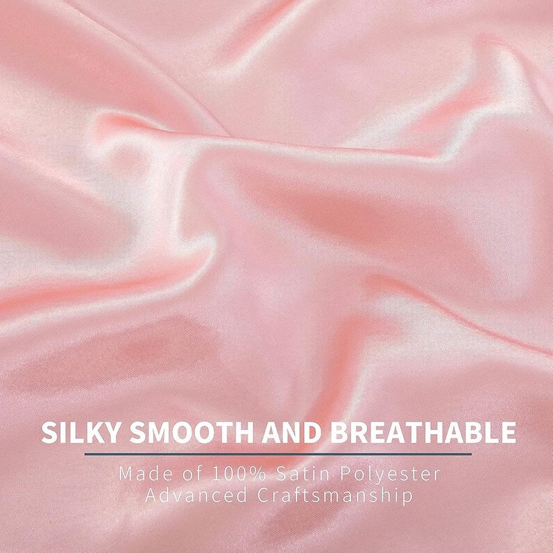 P Pothuiny Satin Sheets Queen (6 Pieces, Blush Pink) - Luxury Silky Satin Bed Sheets Queen Bedding Set, Extra Soft Satin Sheet Set, 1 Satin Fitted Sheet + 1 Flat Sheet + 4 Pillow Cases - Image 4