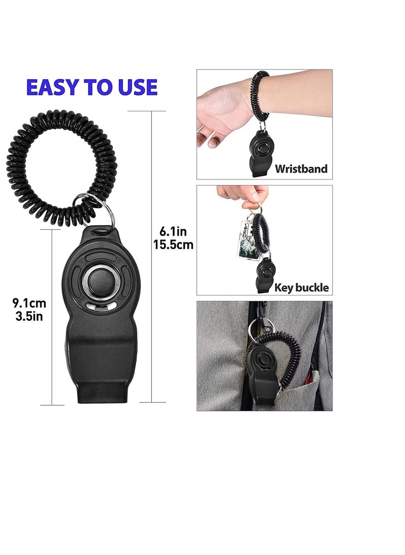 Y&D - Dog Training Clickers and Whistle in One Consistent Positive Reinforcement for Puppies Fix Undesired Behaviors Pet Clicker Cats Puppy Birds Horses 2-PackWhite + Black - Image 1