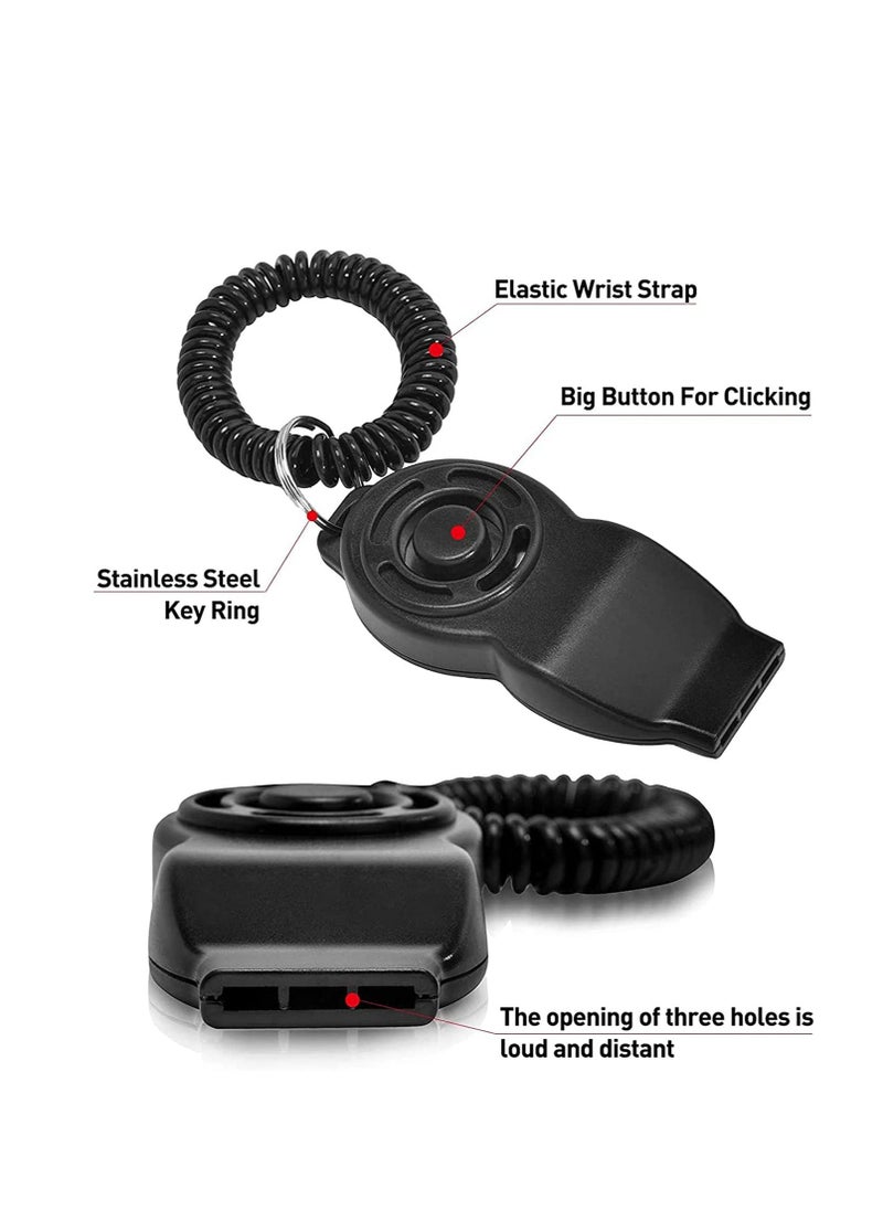 Y&D - Dog Training Clickers and Whistle in One Consistent Positive Reinforcement for Puppies Fix Undesired Behaviors Pet Clicker Cats Puppy Birds Horses 2-PackWhite + Black - Image 1
