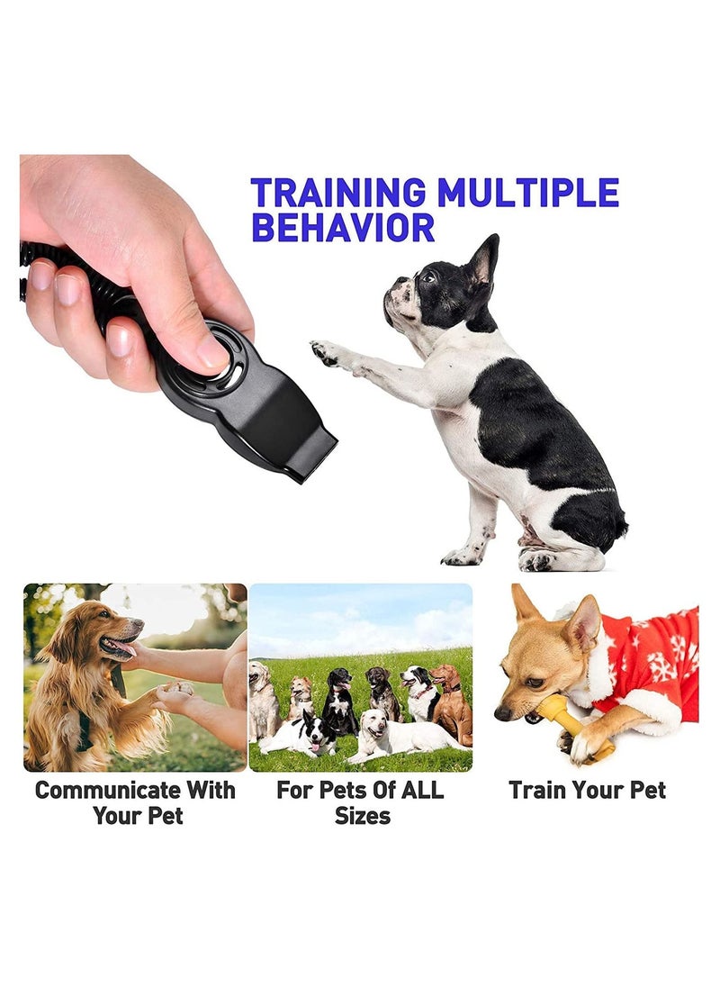 Y&D - Dog Training Clickers and Whistle in One Consistent Positive Reinforcement for Puppies Fix Undesired Behaviors Pet Clicker Cats Puppy Birds Horses 2-PackWhite + Black - Image 1