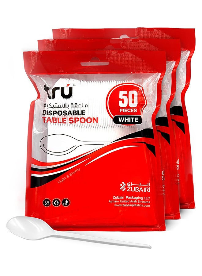 Tru Plastic Table Spoon White 150 Pc white - Image 1