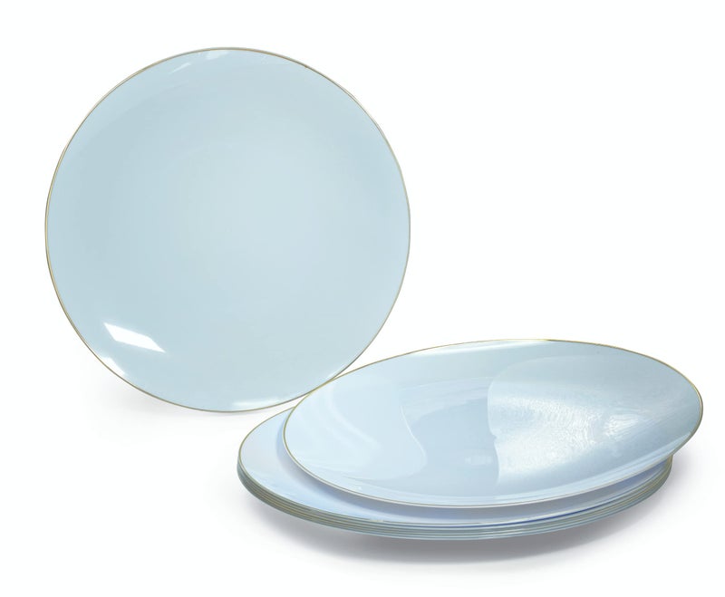 OCCASIONS FINEST PLA "" OCCASIONS "" 50 Plates Pack (25 Guests)-Wedding Party Disposable Plastic Plate Set -25 x 10.25'' Dinner + 25 x 7.5'' Salad & Dessert plates (Bali in Blue & Gold) - Image 2