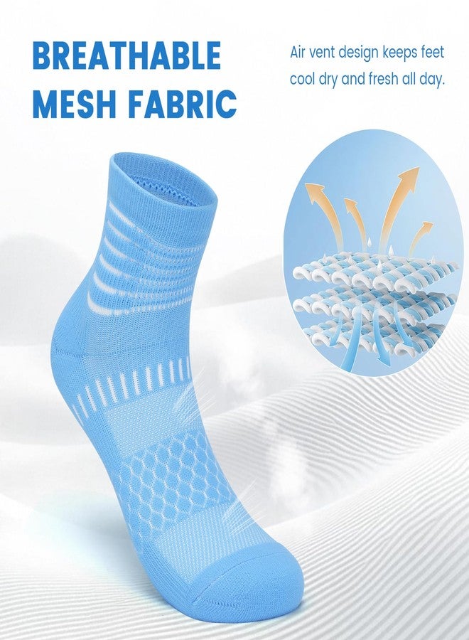 IRAMY Ankle Compression Socks for Women Men Coolmax Moisture Wicking Socks Plantar Fasciitis Relief 3/5 Pairs, White+cyan+blue+purple+pink(5 Packs), M - Image 4