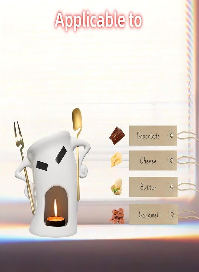 Antetek Mini Ceramic Fondue Set: Chocolate Fondue Melting Cup, Cheese Fondue Pot, Candy Mini Fondue Cups with 1 Fork & 1 Scoop - Food-Safe Gift for Parties, Gifts, Cozy Nights (Red, 5.5 inches) - Image 3