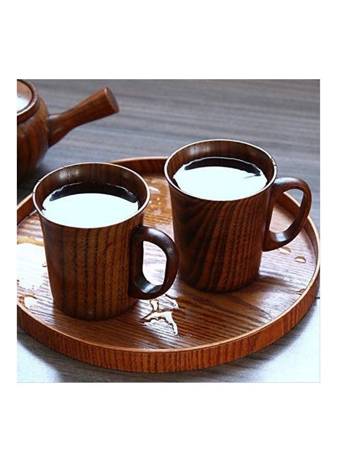 NIBEMINENT 2-Piece Wooden Tea Cup Set with Handle Brown  - Image 2
