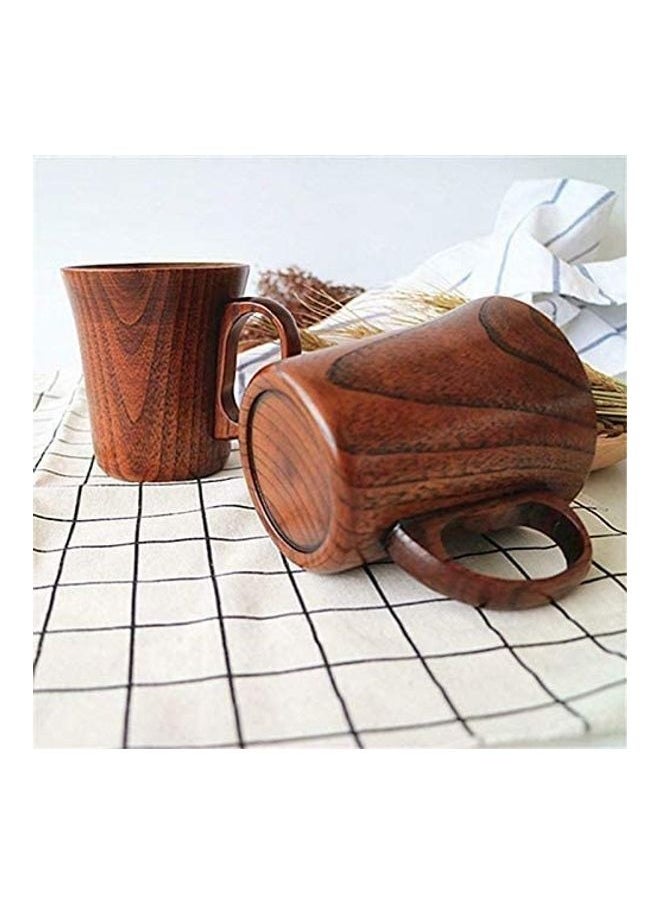 NIBEMINENT 2-Piece Wooden Tea Cup Set with Handle Brown  - Image 5