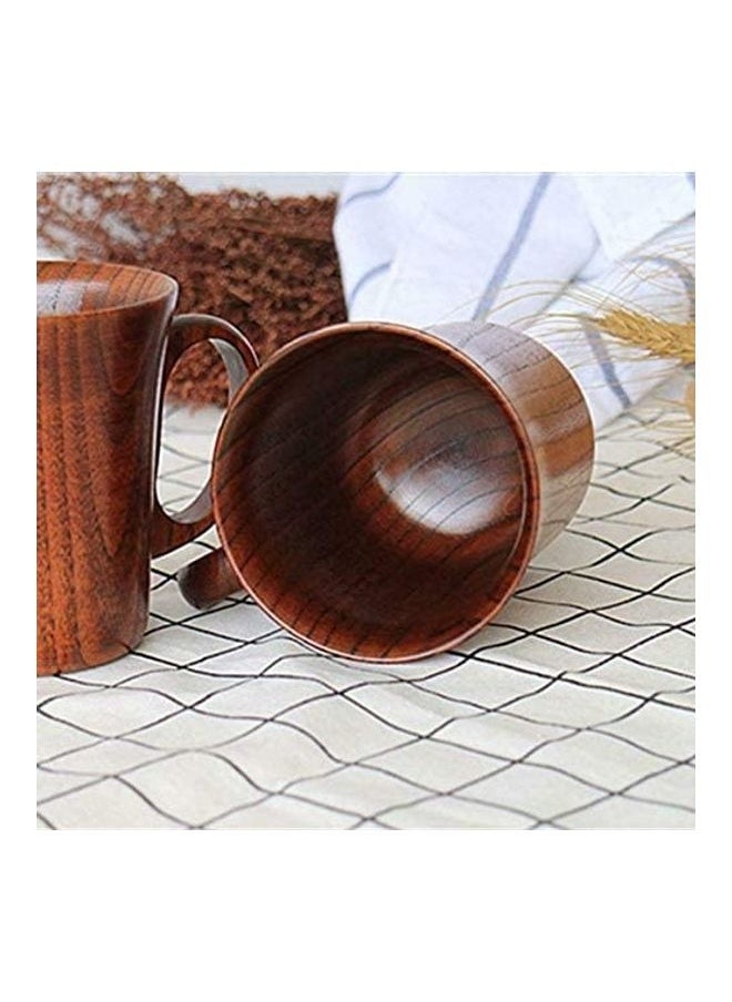 NIBEMINENT 2-Piece Wooden Tea Cup Set with Handle Brown  - Image 4