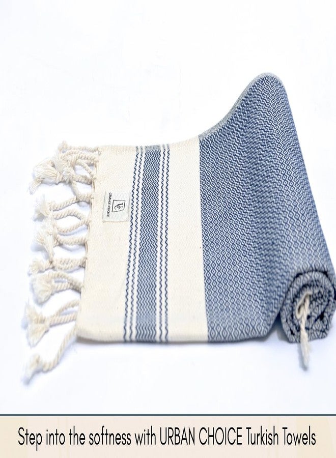 URBAN CHOICE Turkish Hand Towels with Hanging Loop(18" x 38"), Set of 2, Prewashed, Multipurpose Decorative Hand Towels for Bathroom,Hand,Kitchen,Face,Yoga,Gym,Tea (Blue, Diamond - Pack of 2) - Image 3