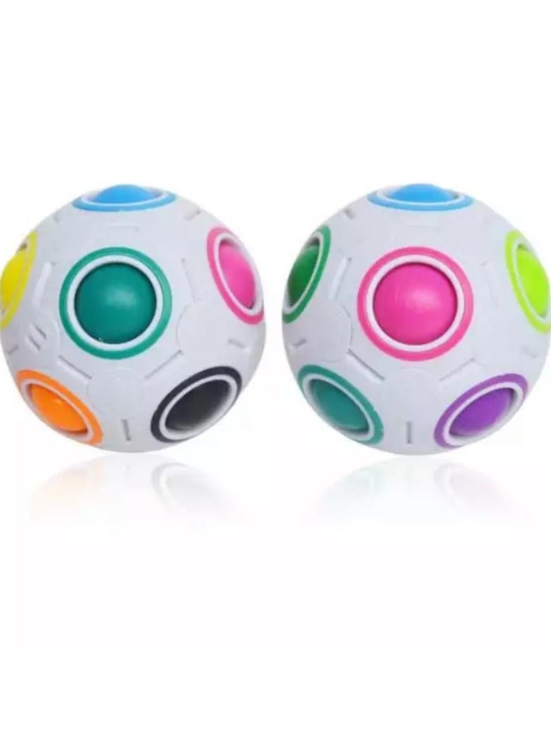 2 piece -Rainbow Magic Cube Fidget Puzzle Ball