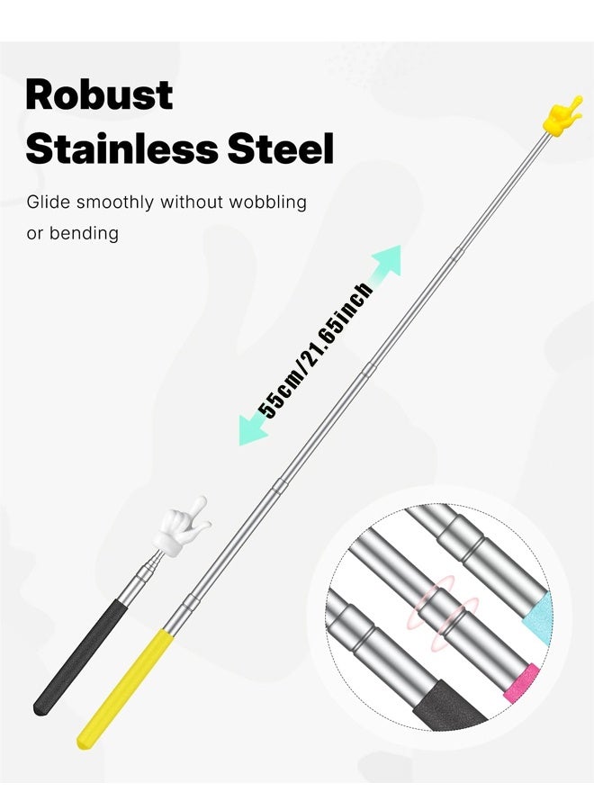 4 قطع من مؤشر المعلم التلسكوبي الصغير القابل للسحب وعصا مؤشر الإصبع للفصول الدراسية ومؤشر اليد القابل للتمديد للفصول الدراسية - Image 2