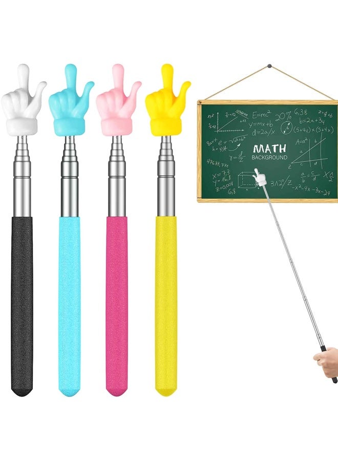 4 قطع من مؤشر المعلم التلسكوبي الصغير القابل للسحب وعصا مؤشر الإصبع للفصول الدراسية ومؤشر اليد القابل للتمديد للفصول الدراسية - Image 1
