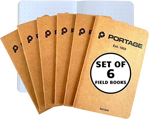 Portage Small Dot Grid Notebook- 6 Notepads for Field Notes, Dot Grid Small Sketch Book, Pocket Notebook Journal for Taking Notes in the Field – 3.5 x 5.5 Inches, 64 Pages, (Pack of 6) - Image 1