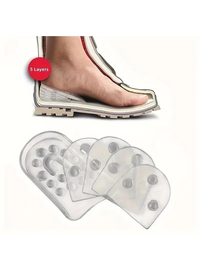 5 Layer Adjustable Shoe Insoles Transparent Height Increase Cushion Heel Pads 5 Pieces Set - Image 1