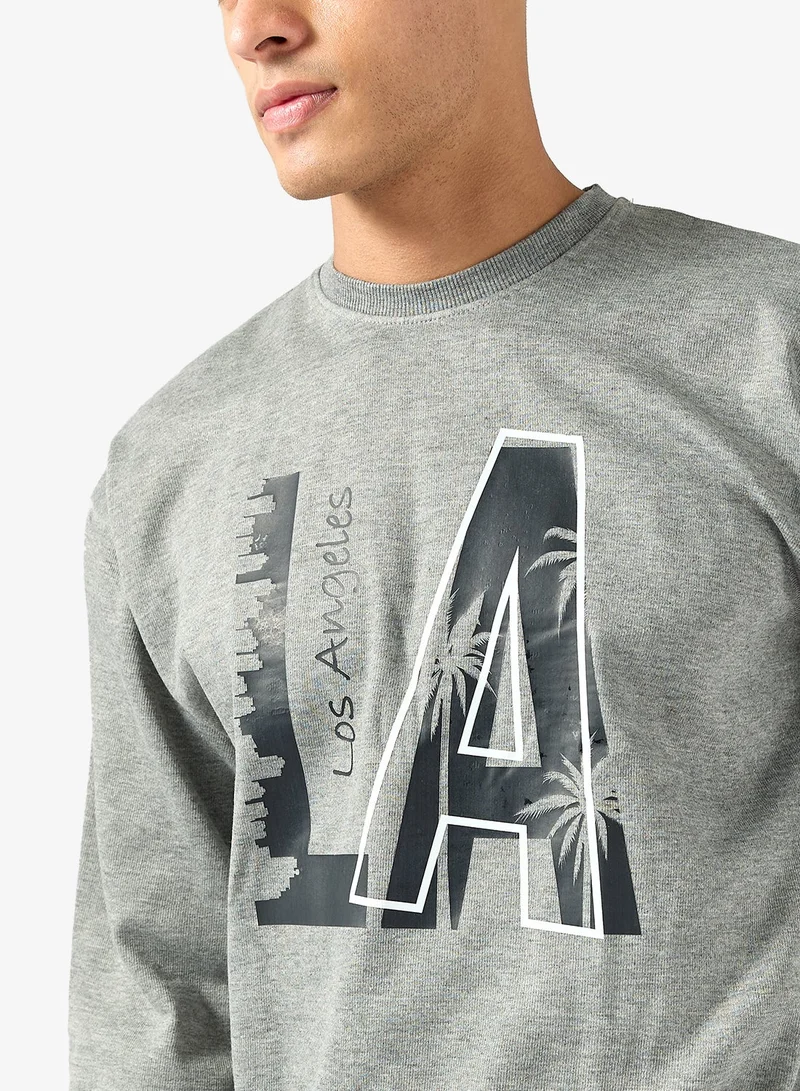 Seventy Five  Graphic Crew Neck Pullover Sweatshirt for Men | Best Price UAE