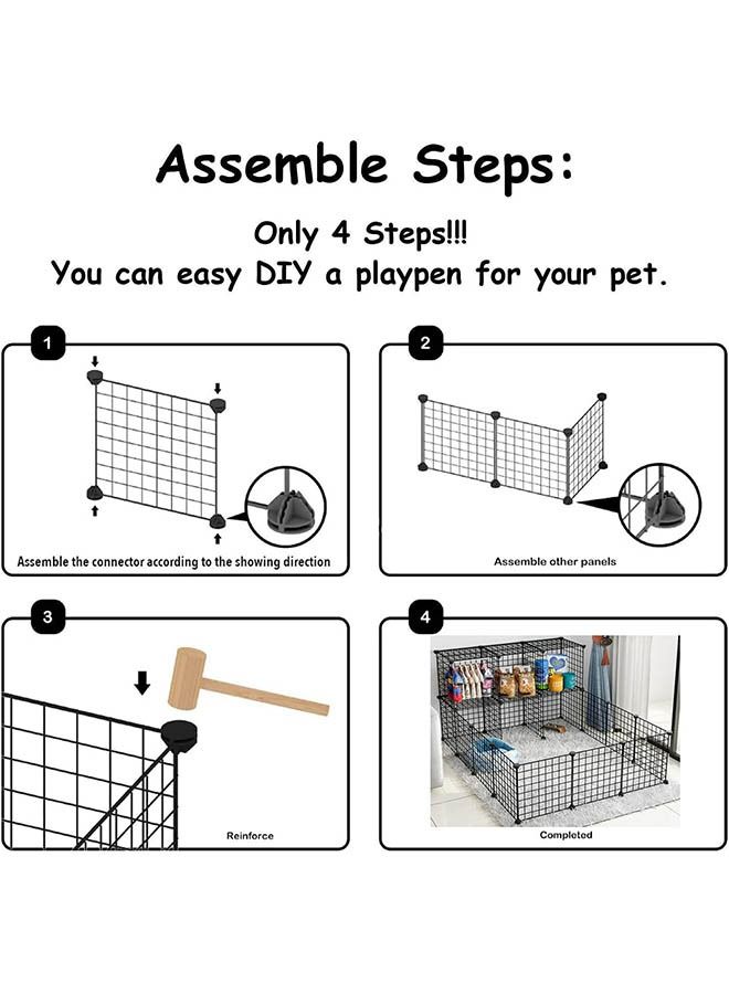 Generic Pet Playpen, Portable Pet Playpen Metal,Double Storey Pet Villa,With storage function (store pet supplies), Pet Cage 29 Panels Metal Wire Yard Fence for Dog Cat Pets,Black  - Image 4