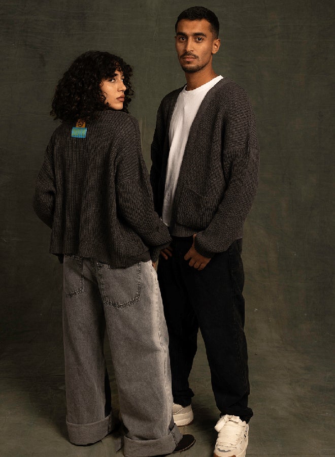 In Your Shoe Grey English Knit Cardigan - Image 1