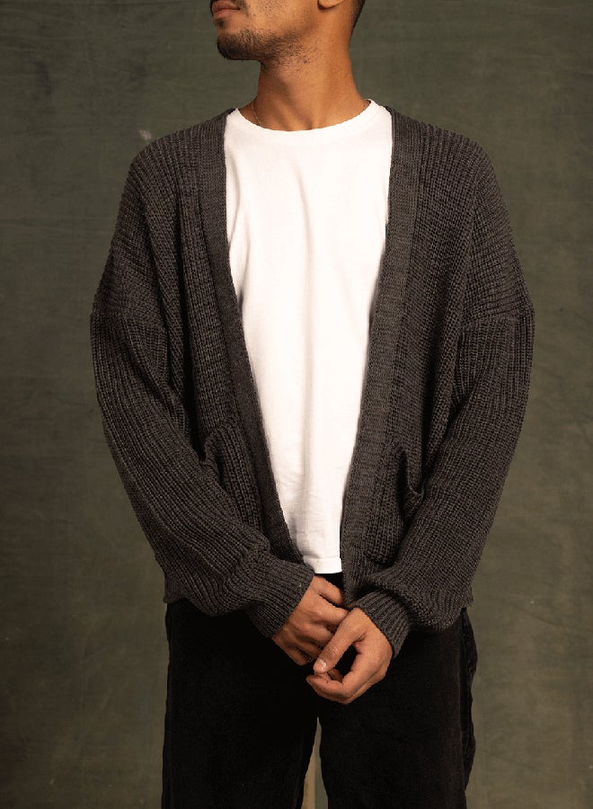 In Your Shoe Grey English Knit Cardigan - Image 2