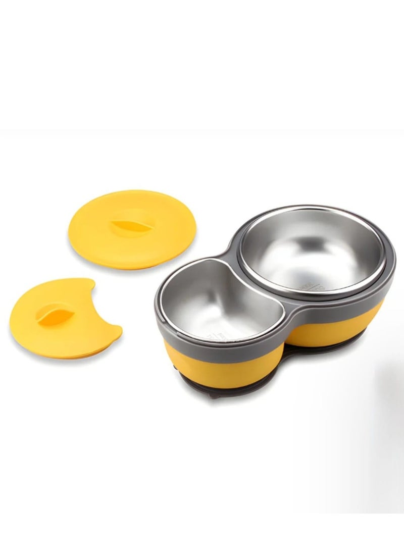 i diD Lunch Box for Kids with cute Bee Shape, Made of durable PP (Polypropylene and Stainless Steel Bowls) with 2 Bowls Set-Non-Spill Bowl with Spoon & Fork, BPA-Free, Leak Proof, Portable Toddler Tableware,500ml bowl for safe & Easy Mealtime - Image 3
