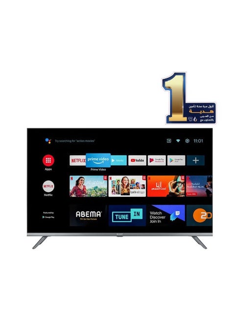 شاشة تليفزيون شارب سمارت بدون فريم 43 بوصة Full HD أندرويد مزودة بريسيفر داخلي ، مدخلين HDMI و مدخلين فلاشة 2T-C43DG6EX