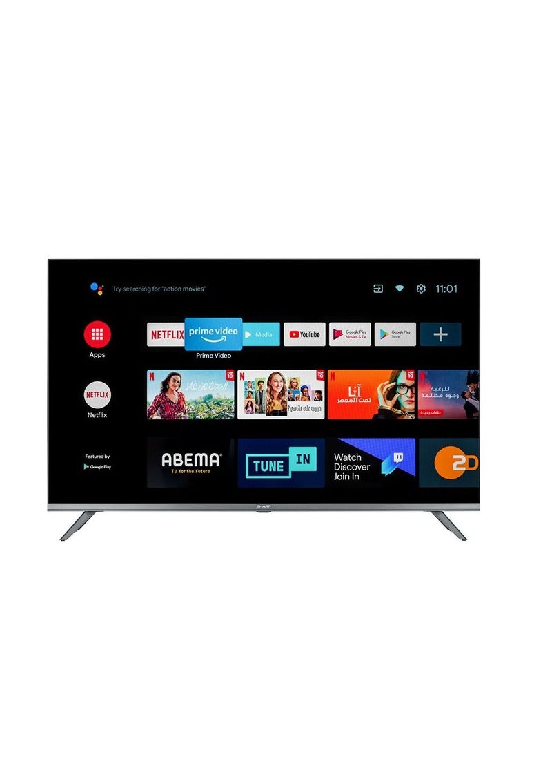 شاشة تليفزيون شارب سمارت بدون فريم 43 بوصة Full HD أندرويد مزودة بريسيفر داخلي ، مدخلين HDMI و مدخلين فلاشة 2T-C43DG6EX