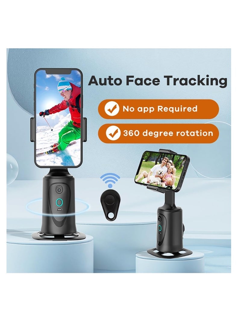 Captaintech Face Tracking Phone Holder, 360° Rotation Tripod Smart Shooting Camera Mount, No App, Phone Camera Mount with Remote Control for Live Vlog Streaming Video, Rechargeable Battery - Image 2