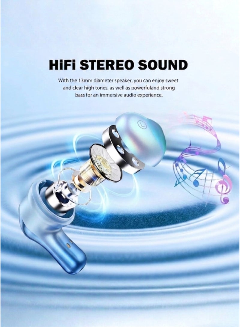 WISME T19 True Wireless Earbuds – | Bluetooth 5.3 | Hi-Fi Bass | Touch Control | Noise Cancelling Mic | Long Battery Life | Compatible with iPhone, Samsung, Huawei, Xiaomi, Oppo, Vivo, Realme & All Android Devices | Shiny Blue - Image 3