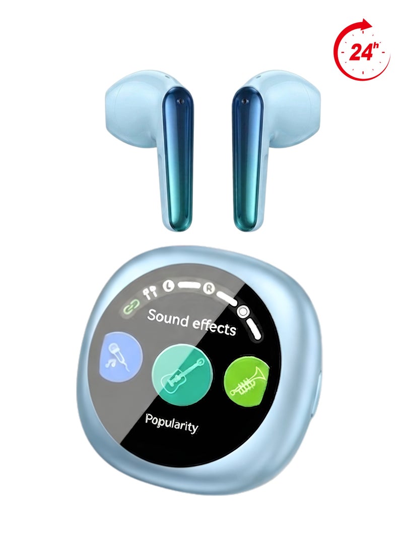 WISME T19 True Wireless Earbuds – | Bluetooth 5.3 | Hi-Fi Bass | Touch Control | Noise Cancelling Mic | Long Battery Life | Compatible with iPhone, Samsung, Huawei, Xiaomi, Oppo, Vivo, Realme & All Android Devices | Shiny Blue - Image 1