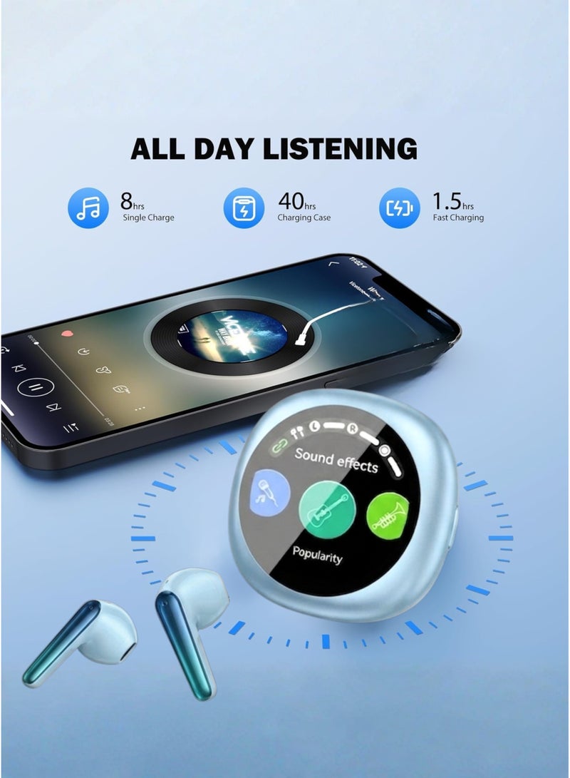WISME T19 True Wireless Earbuds – | Bluetooth 5.3 | Hi-Fi Bass | Touch Control | Noise Cancelling Mic | Long Battery Life | Compatible with iPhone, Samsung, Huawei, Xiaomi, Oppo, Vivo, Realme & All Android Devices | Shiny Blue - Image 2