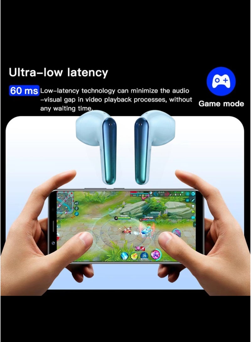 WISME T19 True Wireless Earbuds – | Bluetooth 5.3 | Hi-Fi Bass | Touch Control | Noise Cancelling Mic | Long Battery Life | Compatible with iPhone, Samsung, Huawei, Xiaomi, Oppo, Vivo, Realme & All Android Devices | Shiny Blue - Image 4