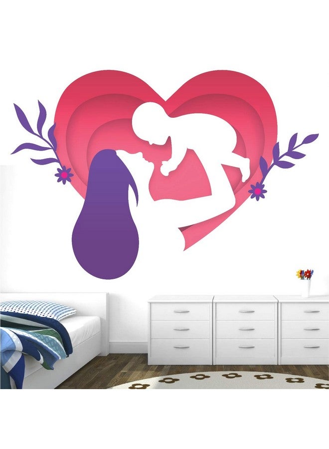 StickMe Mother and Baby Love Child Creative Colorful PVC Vinyl Wall Sticker, 80 x 55 cm (Multicolour) - Image 1