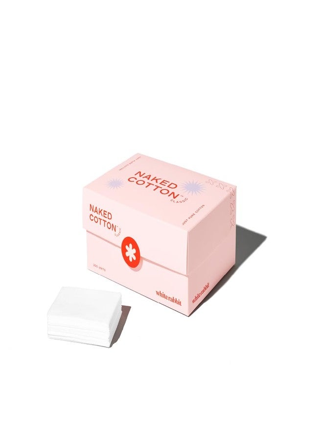 White Rabbit – Naked Cotton Classic – Premium 100% Cotton Pads for Toner Use, Makeup Remover, and Masks | Unbleached, Lint-Free, Extra Soft | Korean Skin Care Product (200 Count) - Image 1